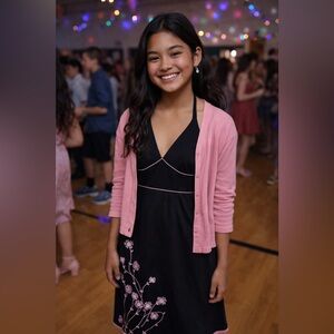 Exhilaration Black Halter Dress with Baby Pink Details | Juniors Size 13